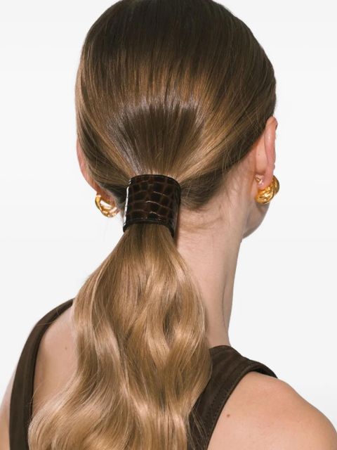 Jennifer Behr embossed leather hair clip - Brown