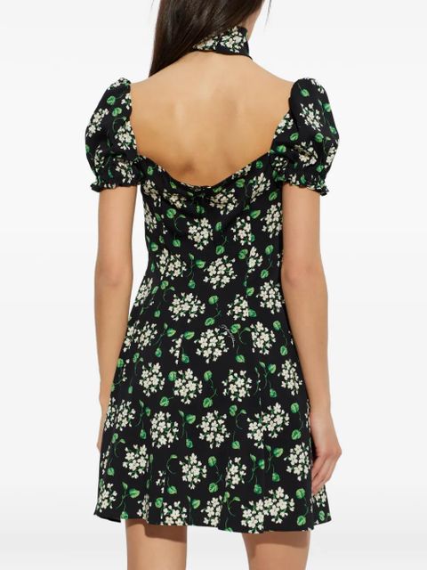 Dolce & Gabbana puff-sleeve floral mini dress - Black
