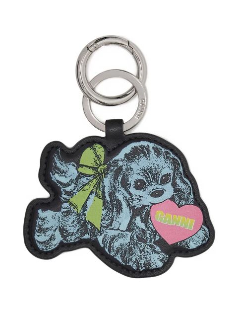 GANNI Blue Puppy keyring - Black