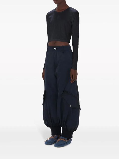 JW Anderson Anchor-embroidered cropped top - Black - zdjęcie produktu nr 2