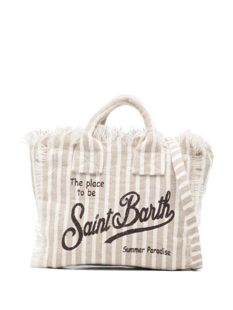 MC2 Saint Barth Vanity striped fringed mini bag - White - zdjęcie produktu nr 1