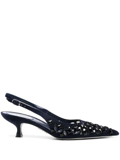 René Caovilla 45mm laser-cut pumps - Blue - zdjęcie produktu nr 1