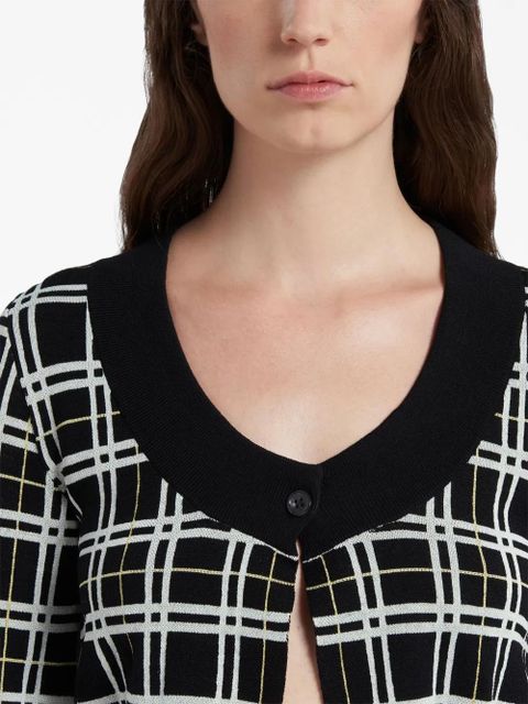 Marni checked cropped cardigan - Black