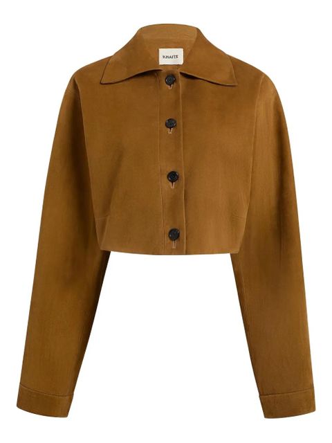 KHAITE Sue suede cropped jacket - Brown - zdjęcie produktu nr 1