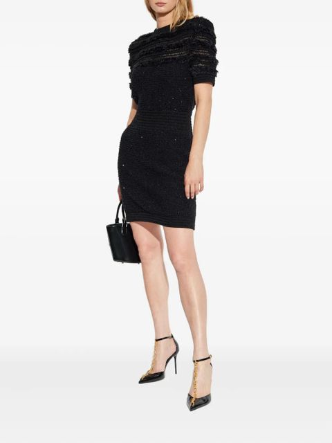 Balmain textured short-sleeve dress - Black