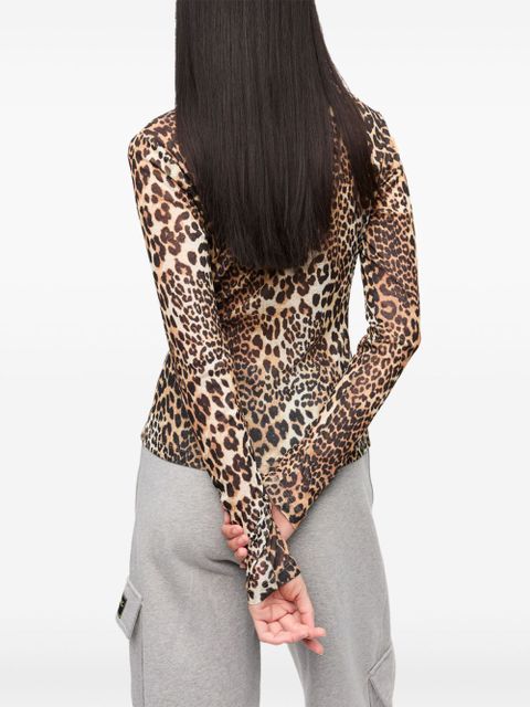 GANNI leopard-print top - Brown