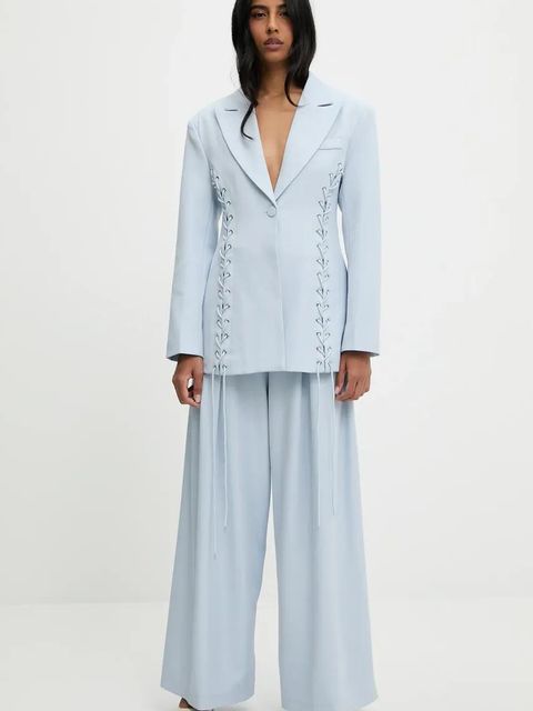 Answear.LAB marynarka kolor niebieski jednorzędowa gładka