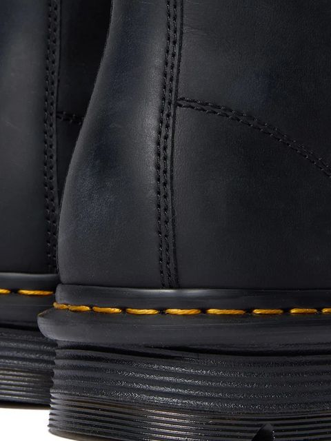 Dr. Martens botki skórzane ZebZag Laceless kolor czarny na płaskim obcasie lekko ocieplone DM42653001