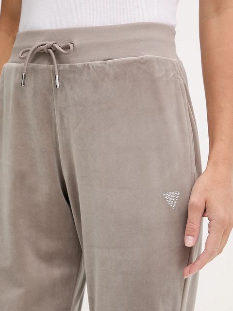 Guess spodnie dresowe welurowe COUTURE damskie kolor beżowy gładkie V3BB27 K0232 - zdjęcie produktu nr 2