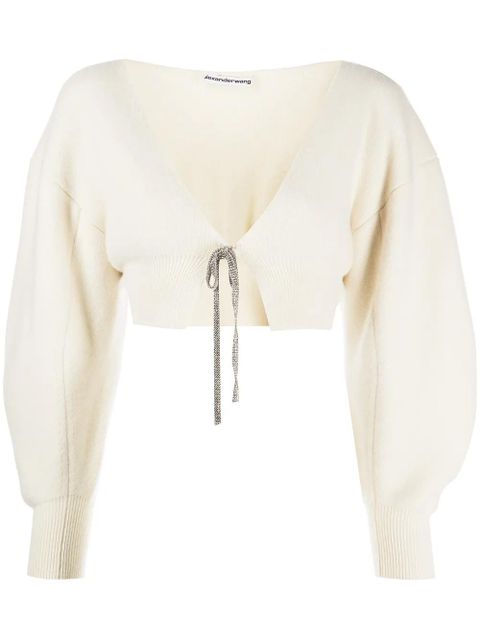 Alexander Wang V-neck cropped cardigan - Neutrals - zdjęcie produktu nr 1