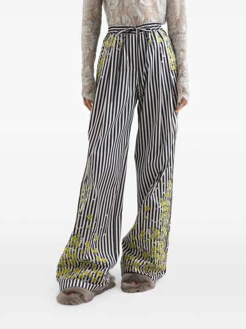 Dolce & Gabbana poplin trousers with flower embroidery - Black