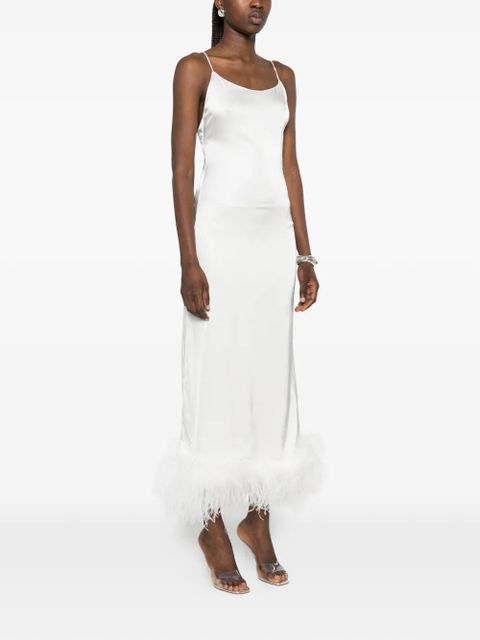Oséree feather-trim midi dress - White