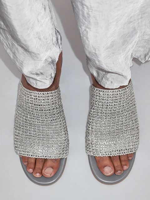 Miista klapki Marilia damskie kolor srebrny na słupku E8_3846