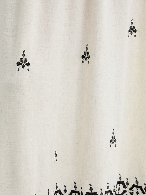 Answear.LAB sukienka z lnem kolor beżowy midi rozkloszowana