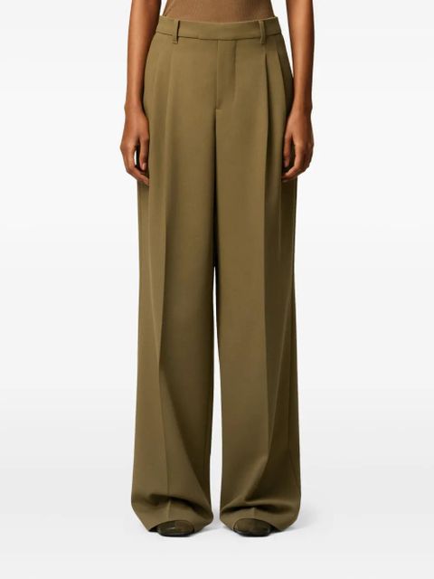 AMI Paris tab-detail wide-leg trousers - Green