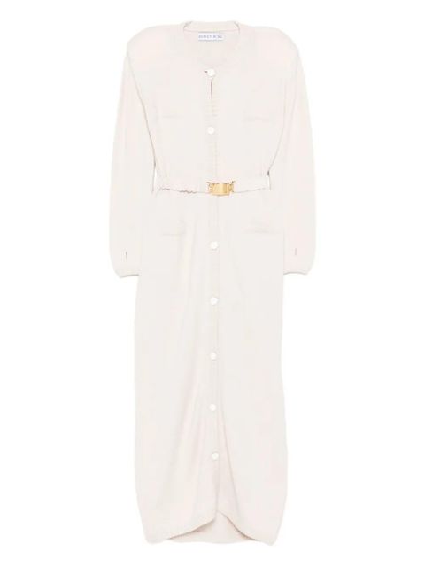 Rowen Rose button belted cardi-coat - White