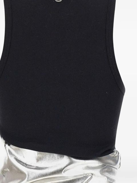 Rabanne foil-finish asymmetric tank top - Black - zdjęcie produktu nr 2
