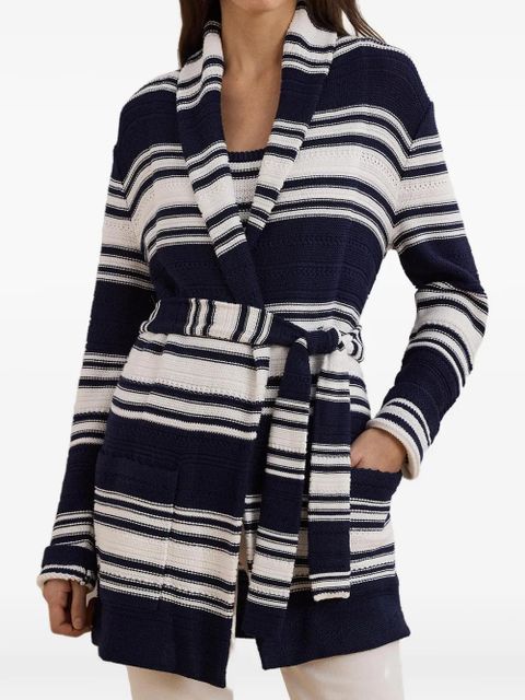 Lauren Ralph Lauren striped belted cardigan - Blue