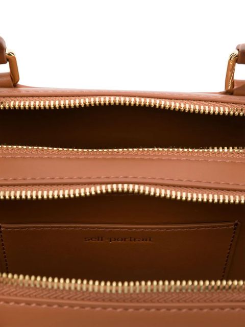 Self-Portrait crystal-embellished tote bag - Brown