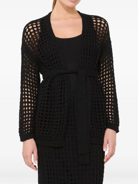 Max Mara belt-detail knit cotton cardigan - Black - zdjęcie produktu nr 2