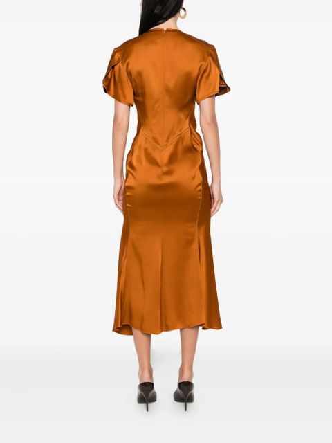 Victoria Beckham gathered satin dress - Brown