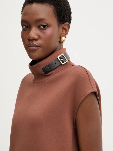 Karl Lagerfeld bluzka damska kolor brązowy gładka B1W20011