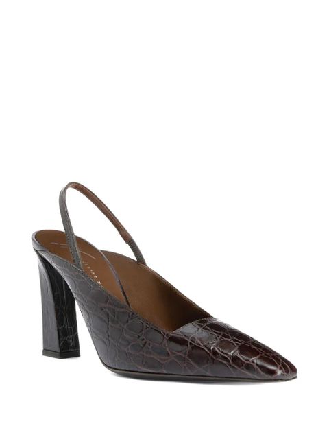 Giuseppe Zanotti 90mm Brendha crocodile-effect slingback pumps - Brown - zdjęcie produktu nr 2