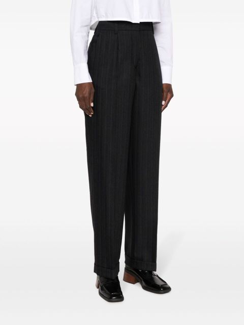 Miu Miu pinstripe herringbone wool trousers - Black