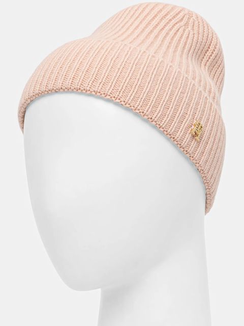 Tommy Hilfiger czapka kaszmirowa kolor różowy AW0AW17772 - zdjęcie produktu nr 2