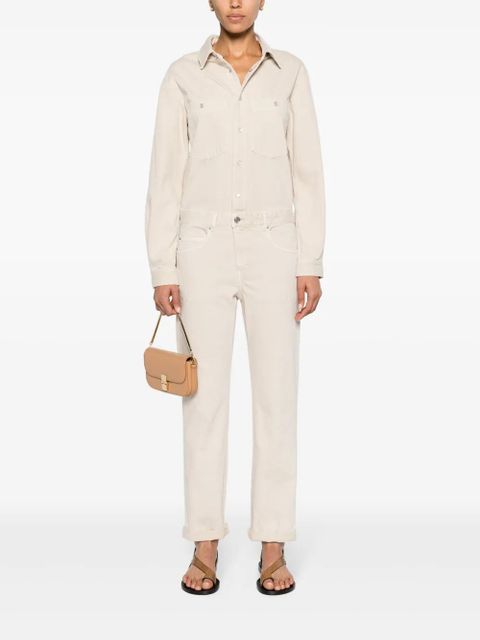 ISABEL MARANT Imane long-sleeve denim jumpsuit - Neutrals