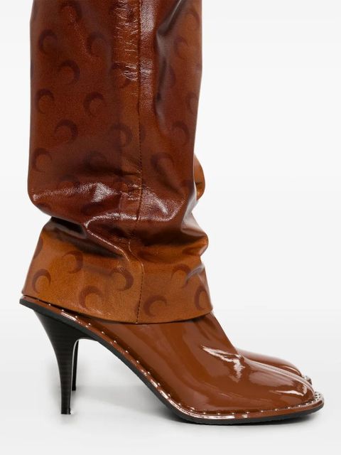 Marine Serre Moon-print leather trousers - Brown