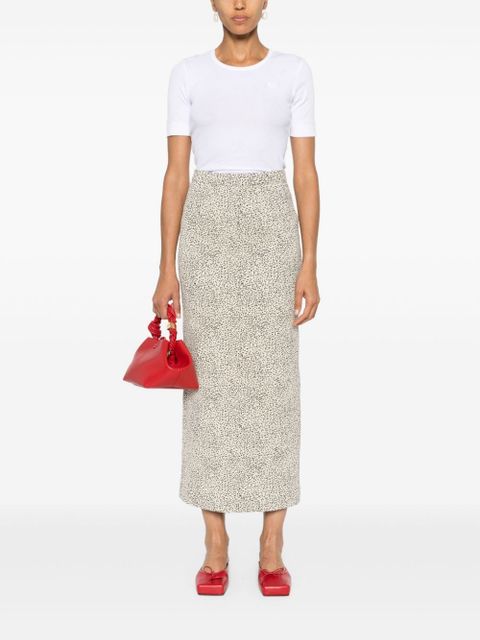 GANNI logo-embroidered ribbed T-shirt - White