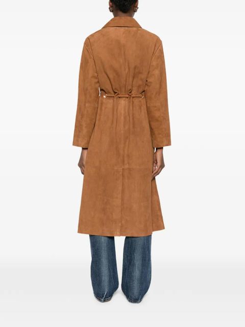 Ba&Sh tie-waist leather coat - Brown