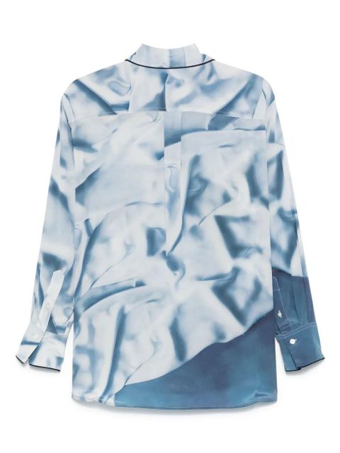 Victoria Beckham flowers satin pyjama shirt - Blue - zdjęcie produktu nr 2