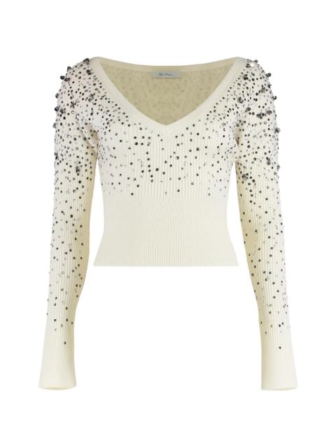 Max Mara beaded V-neck sweater - Neutrals - zdjęcie produktu nr 1