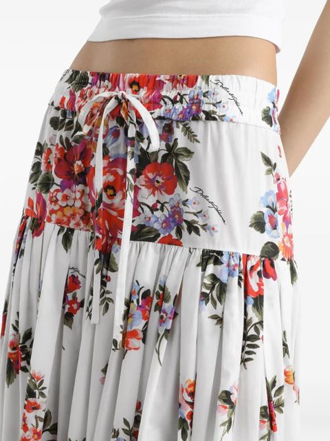 Dolce & Gabbana floral drawstring skirt - White