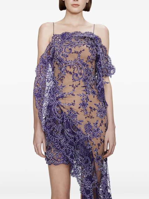 Christopher Esber floating lace mini dress - Purple