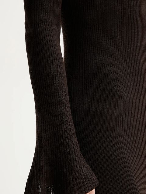 Luisa Spagnoli sukienka wełniana kolor brązowy maxi dopasowana 100225