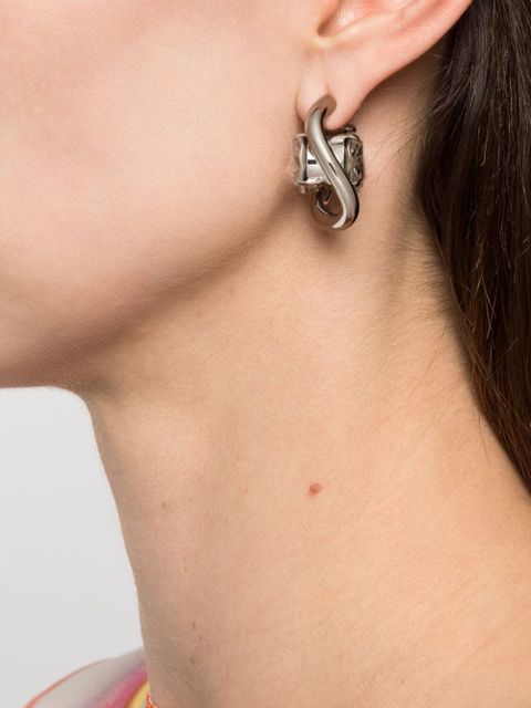 Marni Twisted rhinestone-embellished hoop earrings - Silver - zdjęcie produktu nr 2