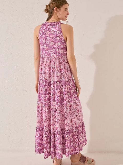 women'secret sukienka kolor fioletowy maxi prosta 4479835