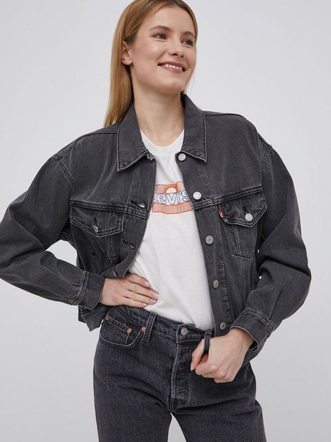 Levi's kurtka jeansowa damska kolor szary przejściowa - zdjęcie produktu nr 2