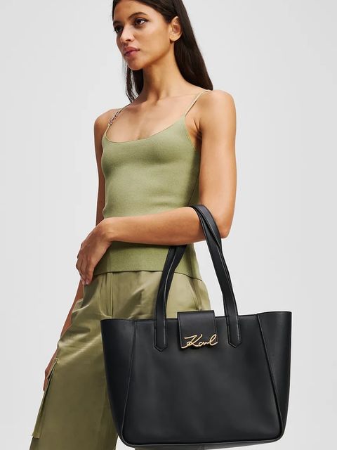 Karl Lagerfeld torebka skórzana K/SIGNATURE kolor czarny A3W30133