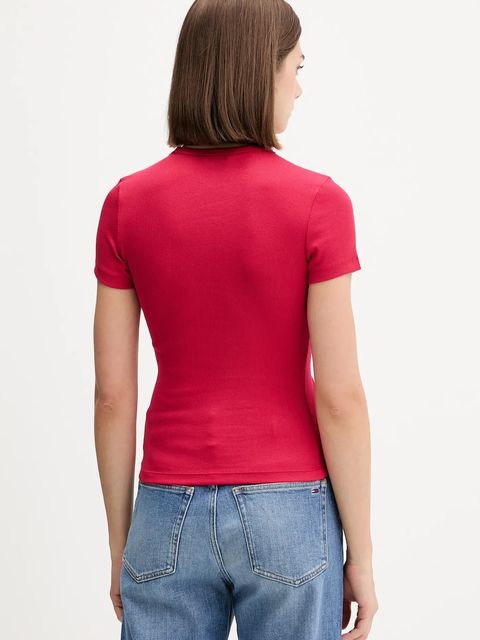 Tommy Jeans t-shirt damski kolor bordowy DW0DW17881