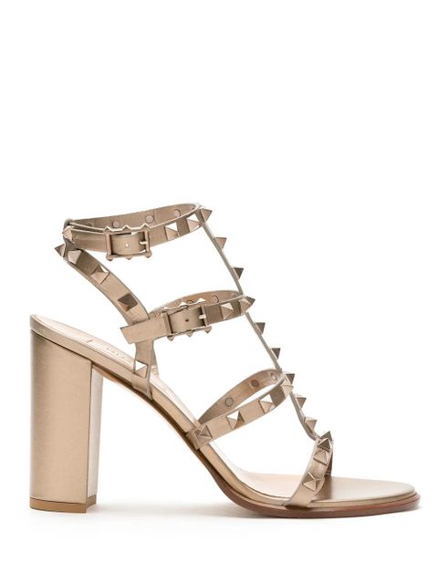 Valentino Garavani 90mm Rockstud metallic sandals - Gold - zdjęcie produktu nr 1