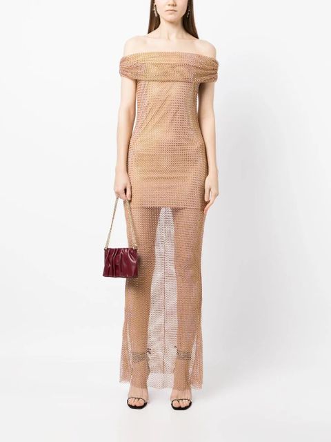 Self-Portrait rhinestone-embellished maxi-dress - Metallic