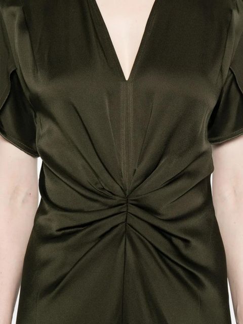 Victoria Beckham twisted V-neck midi dress - Green