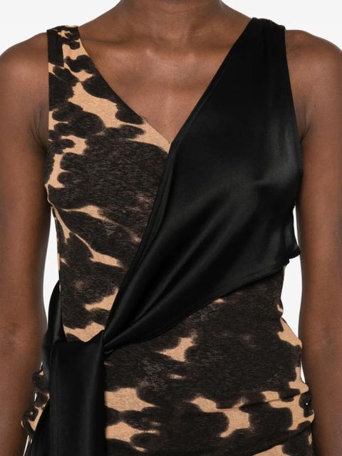 Nanushka draped print top - Brown