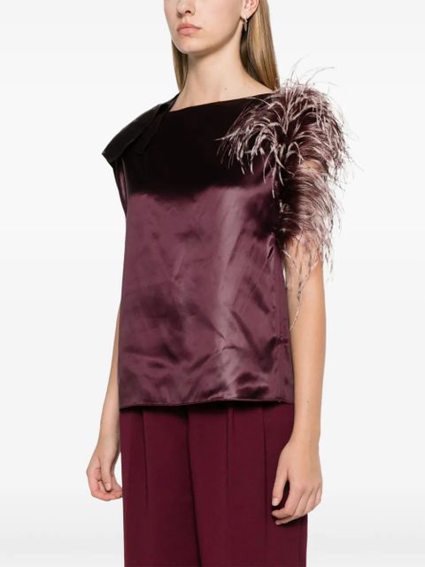 Ferragamo feather-bouquet asymmetric top - Purple