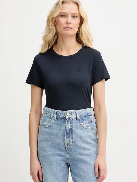 BOSS t-shirt z domieszką jedwabiu Eventsa9 - zdjęcie produktu nr 1