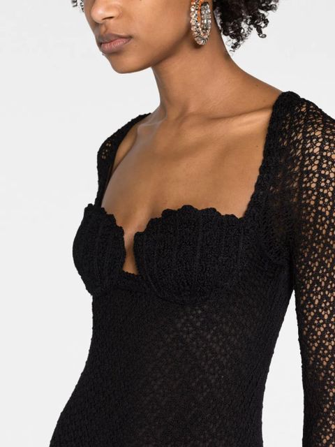 Blumarine floral-appliqué knitted top - Black - zdjęcie produktu nr 2